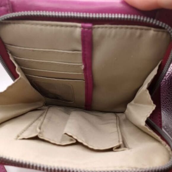 American Leather Crossbody Bag "Merlot" Fushia Color - Picture 3 of 10